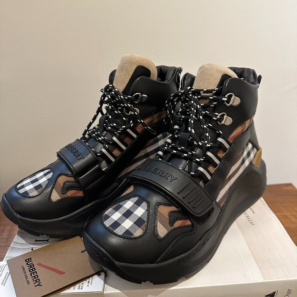 Burberry Check High Top Boots/Sneakers (NWT)
